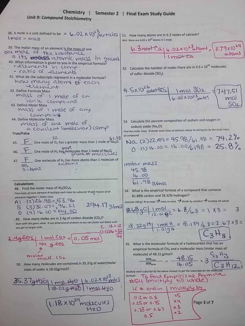 Chemistry Semester Exam